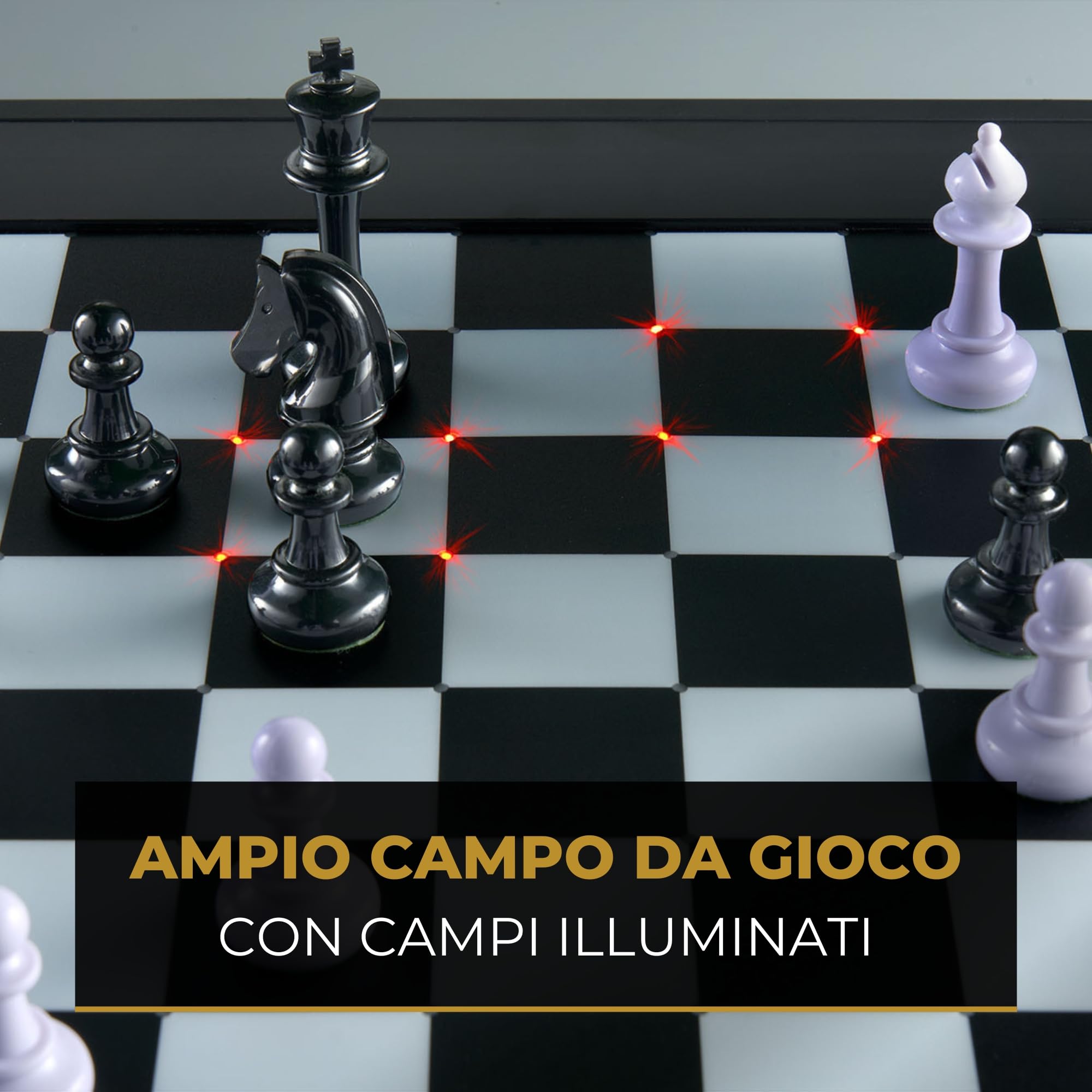 MILLENNIUM The King Competition M831 - scacchiera elettronica con livelli di gioco adattativi. Con livelli adattativi, Chess960 e 81 LED per visualizzare le mosse. Gioco online via modulo ChessLink.