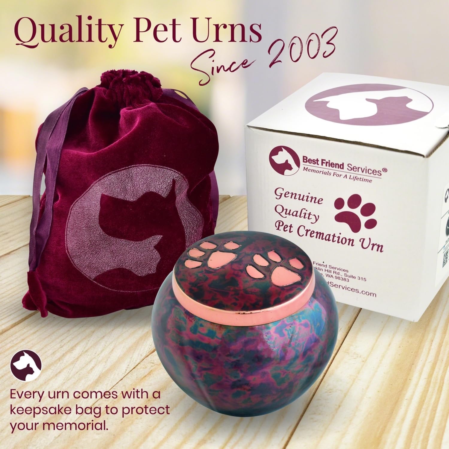 Mia Legacy Raku/Brass Pet Urn, up to 20lbs image 5