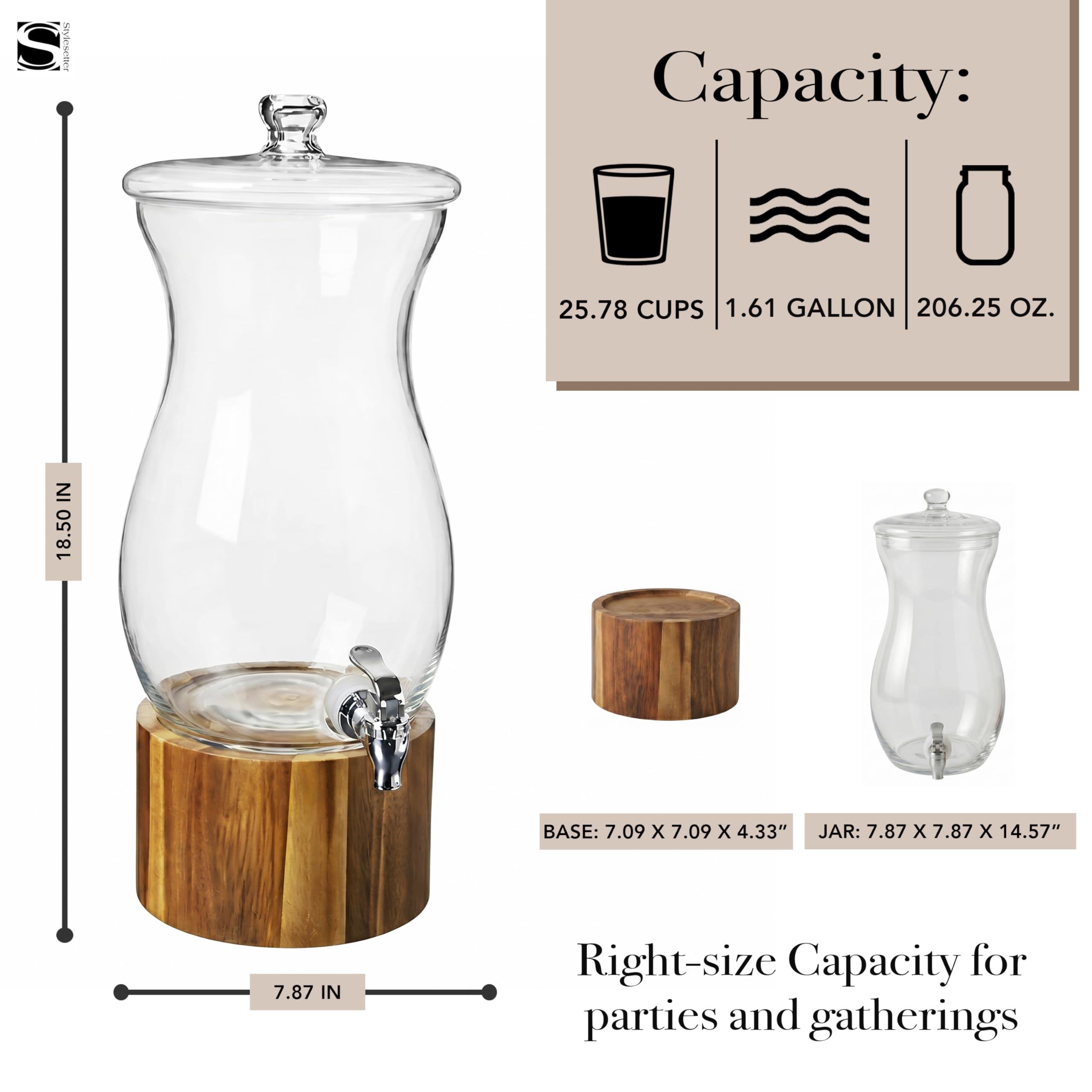Style Setter 210767 - Dispensador de bebidas Madera, transparente