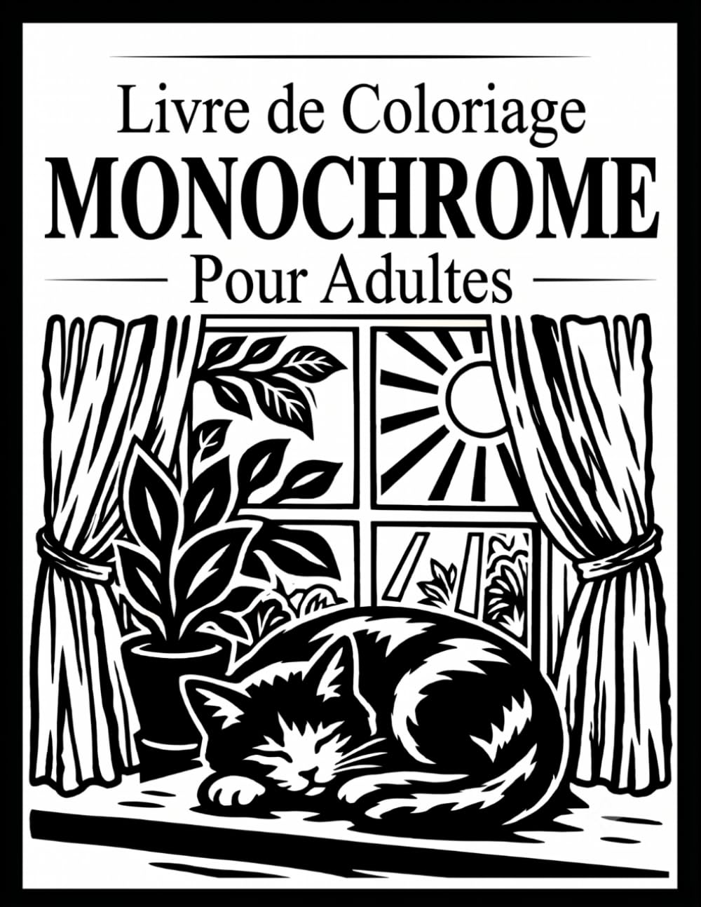 Livre de Coloriage Monochrome Pour Adultes: 50 Illustrations Audacieuses et Contrastées de Nature, d'Animaux et de Scènes Apaisantes.