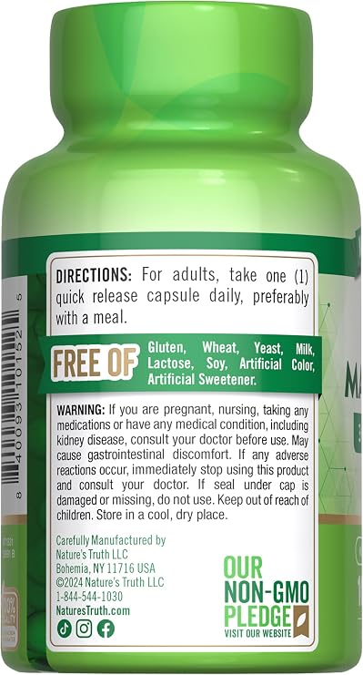 Nature's Truth Triple Magnesium Complex Supplement | 100 Capsules | 420 mg Magnesium Oxide, Citrate & Aspartate | Non-GMO & Gluten Free
