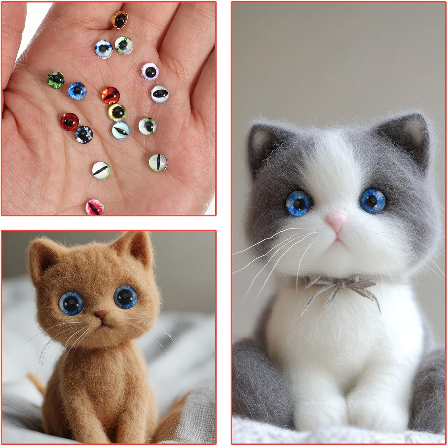ElevateTech Glass Dragon Eyes 6mm Assorted Colors Glass Animal Doll Eyes for Crafts EyesStickers for Clay Doll Sculptures Props Crafts Making Props Gift 100PCS