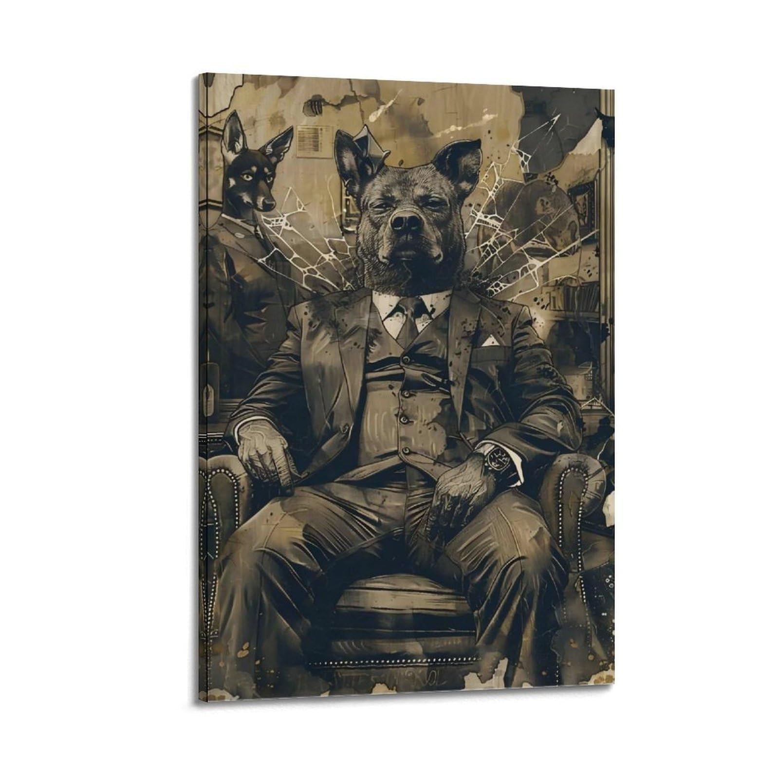 Juwrhrhhrh Frame-Style The Dog Family (4) Poster Canvas Aesthetic Wall Art Painting Decor For Living Room Bed Room 20X30inch(50X75cm)
