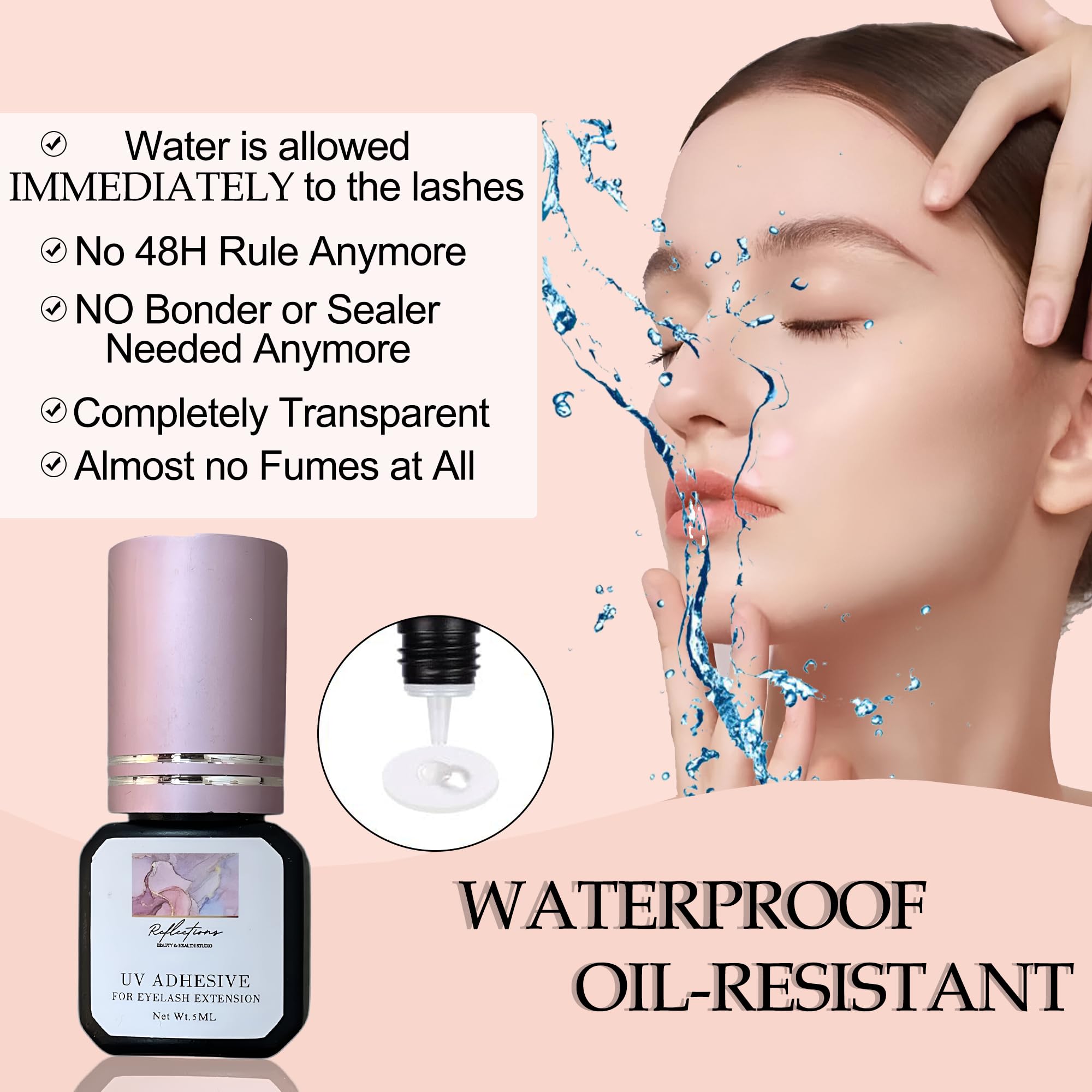 1.5 ml UV LED Adhesive Glue for Eyelash Extension | Quick-Drying Waterproof Professional Lash Glue | Long Lasting Strong Bond Eyelash Glue