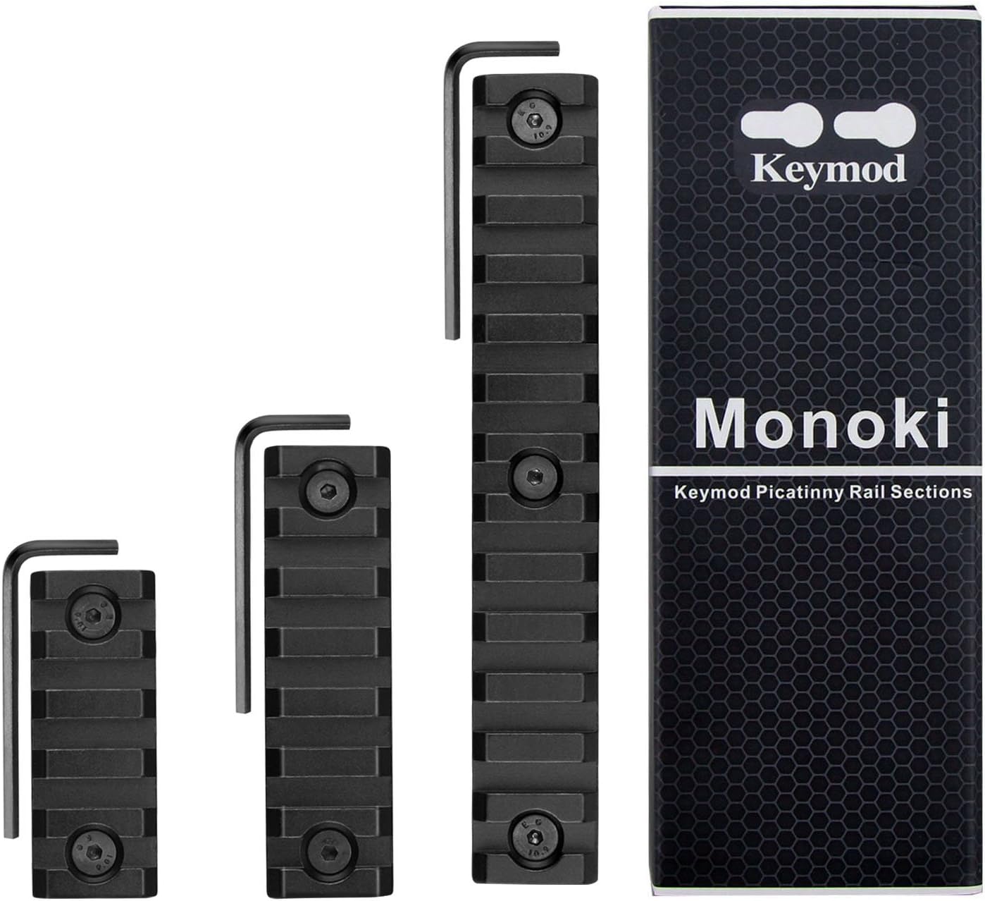 Monoki Picatinny Rail Sections for Keymod, 5-Slot 7-Slot 13-Slot Lightweight Picatinny Rail Section for Keymod Handguard Mount Rail System with 3 Allen Wrench & Solid-Style, 3 Pack (5/7/13-Slot) : Sports & Outdoors