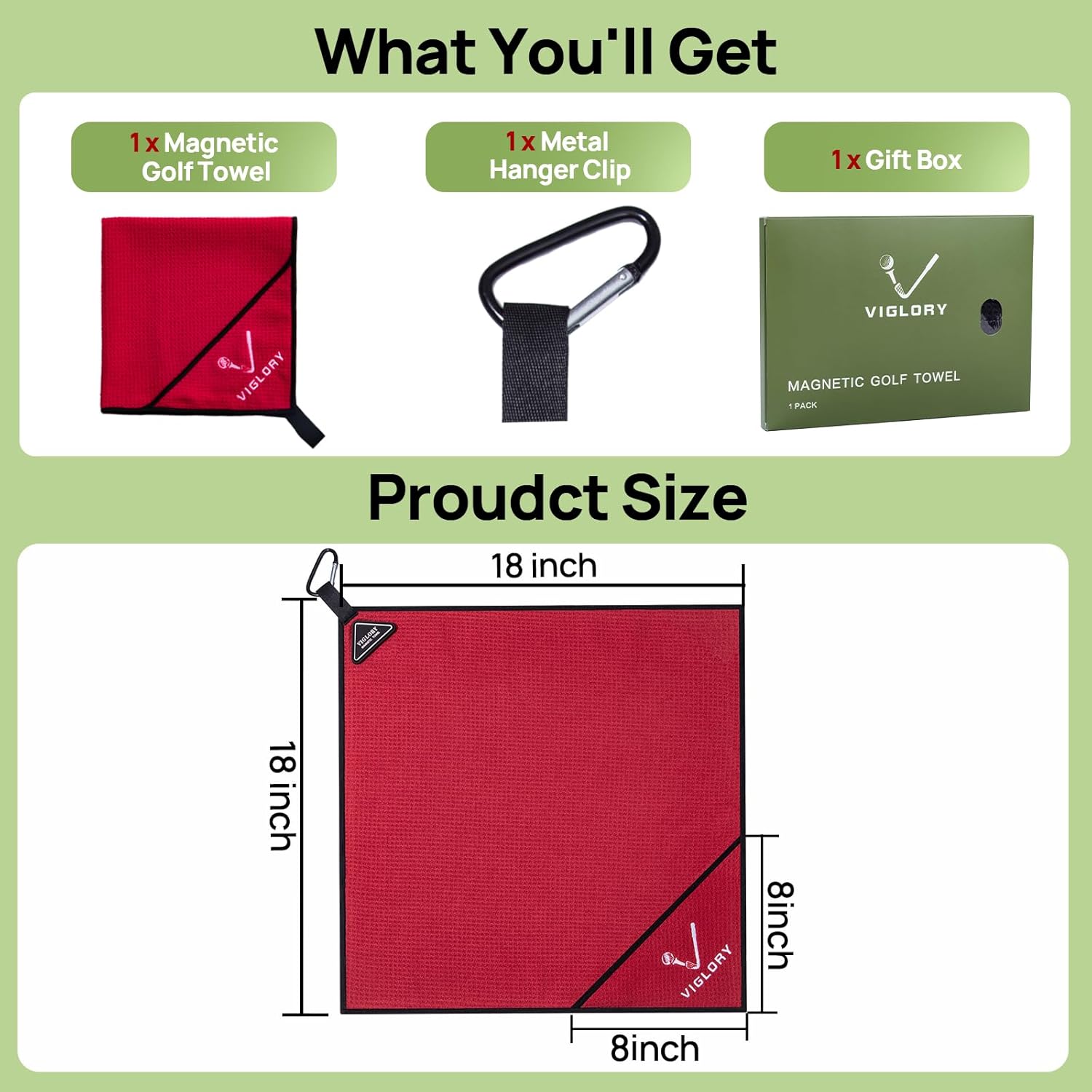 Magnetic Golf Towel - Exclusive Cleaning Pocket–18"x18"–Strong Magnet for Golf Cart or Clubs, Spot-Clean Design, Ultra Absorbent Waffle Microfiber–Golf Accessories & Gift for Men(Red 1 Pack) - Image 6