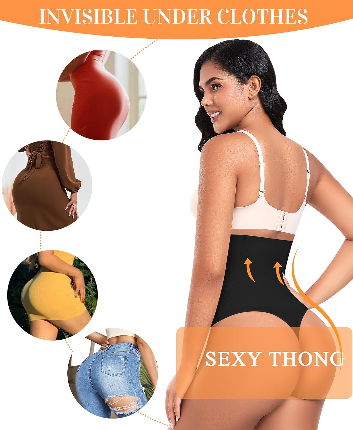 Werena Tummy Control Thong Shapewear for Women High Waisted Body Shaper Panties Shaping Thong Girdle Underwear