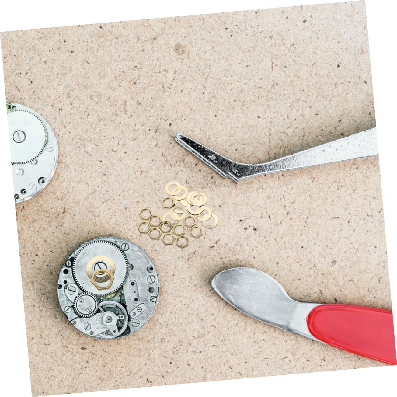 SHINEOFI 20sets Clock Repair Accessories Quartz Clock Replacement Parts with Nuts Washers and Rubber Rings for DIY Assembly and Maintenance Gold Silver