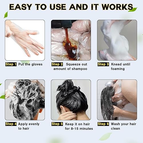 Miniatura 5 de IIIMEIDU Champú de tinte para el cabello 3 en 1 para cabello gris, ingredientes a base de hierbas, champú negro para mujeres y hombres, champú de