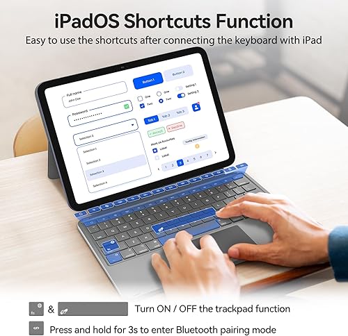 Miniatura 7 de Funda táctil para iPad de 10. generación con teclado (10.9 pulgadas, 2022) y iPad de 11 (A16, 2025) Funda magnética con soporte dividido, trackpad