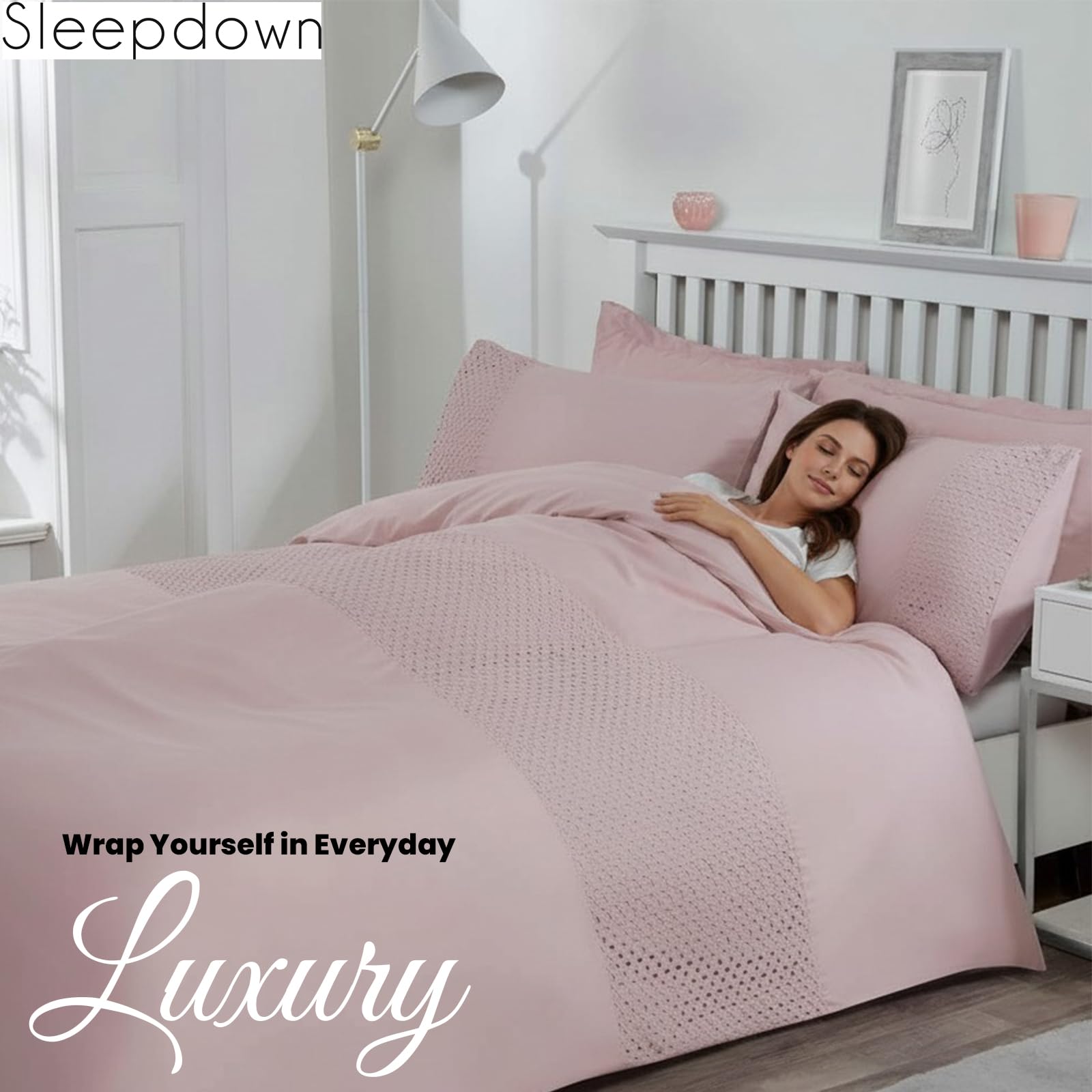 Sleepdown Set Biancheria Velluto Rosa Cipria - Super King Size 260x230 Cm