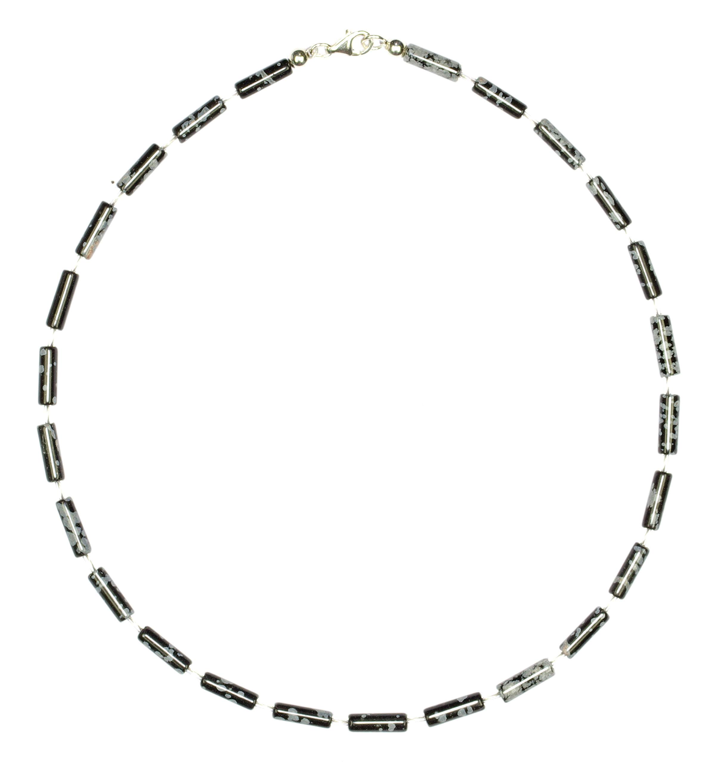 Schneeflocken-Obsidian Halskette mit Bergkristall Verschluss Sterling-Silber