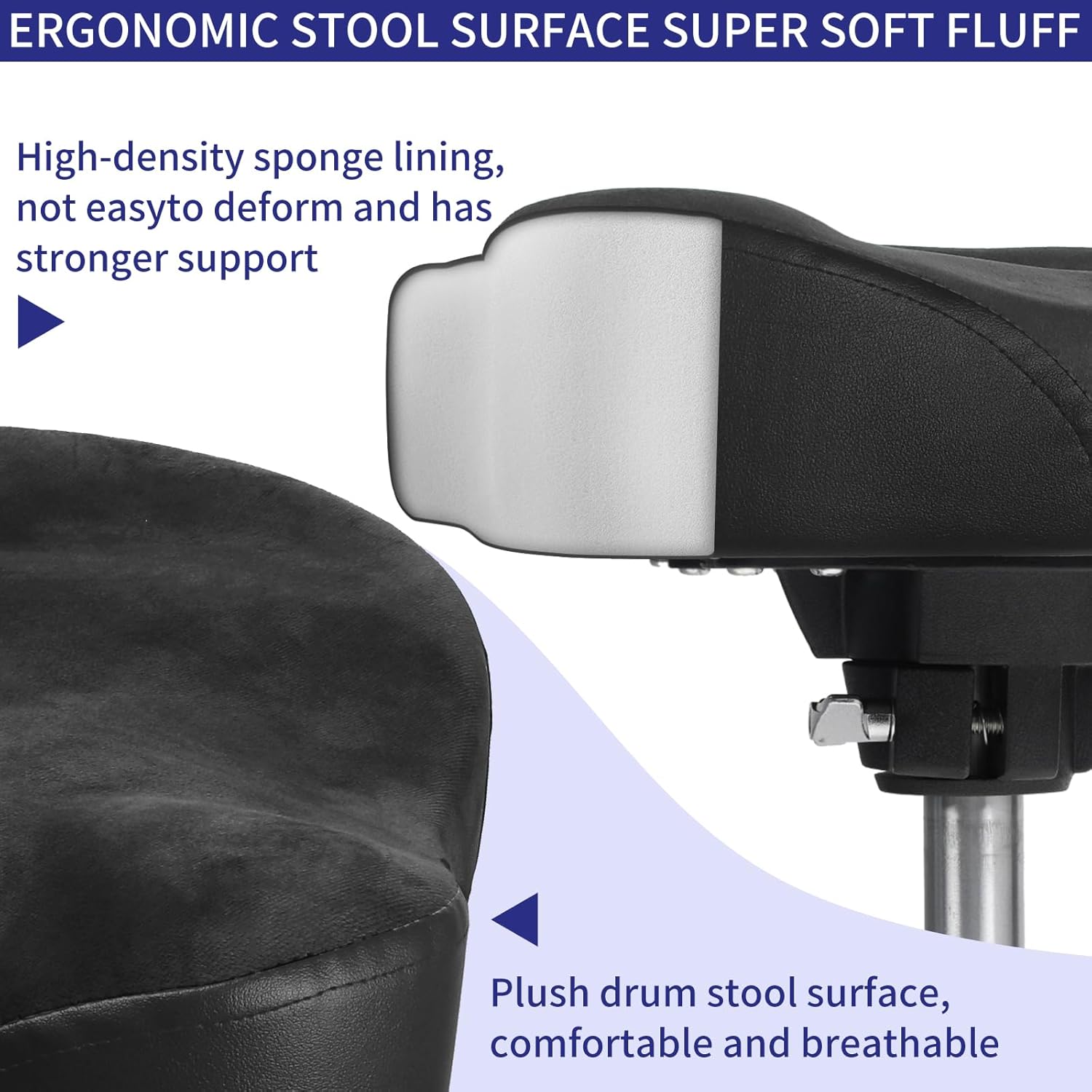 AKLOT Saddle Drum Throne, Hydraulic Druming Throne, Heavy Duty Seat, Height Adjustable Plush Chair, Motorcycle Style Drum Stool for Adults Drummers Grey