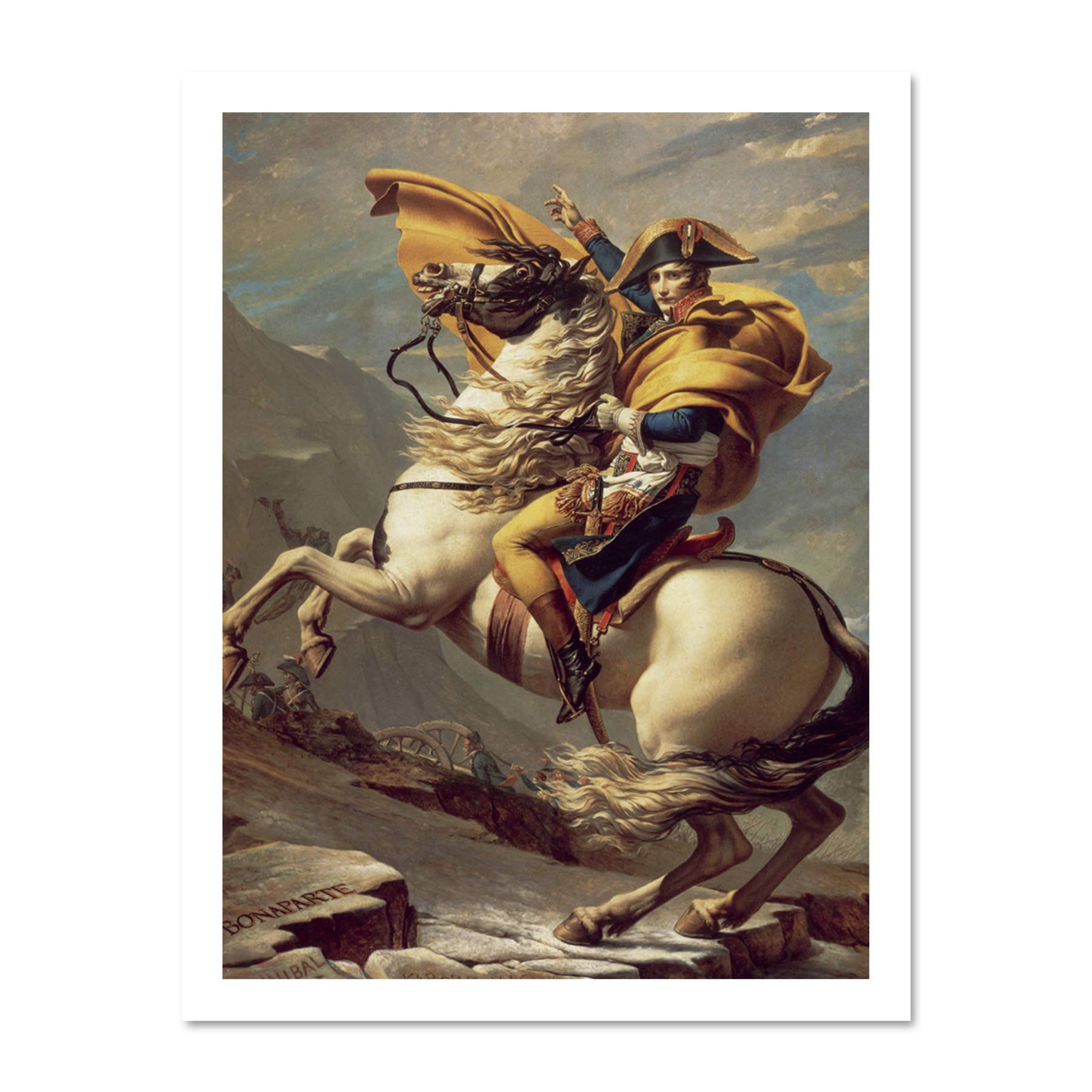 Napoleon Crossing The Alps Large White Framed Art Print Wall Poster 18x24 inch