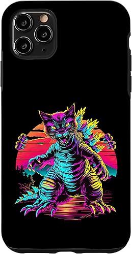 Miniatura 11 de iPhone 13 Pro Streetwear Synthwave 80s 90s Catzilla graphic Cat Japanese Case