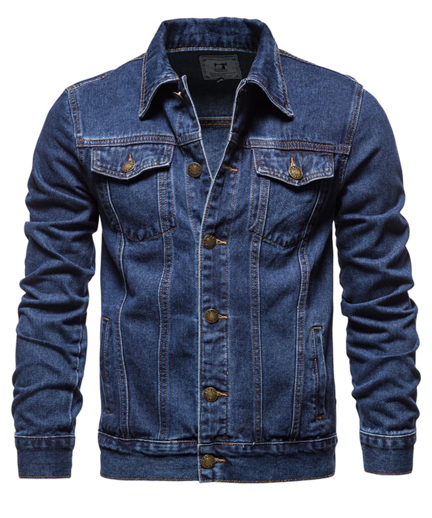 Veste en Jean pour Hommes Jacket en Jean Vintage The Trucker Veste Denim Jacket Blouson Cowboy à la Mode Motard Décontractée Denim Rider Manteau de Moto Retro Outwear classique