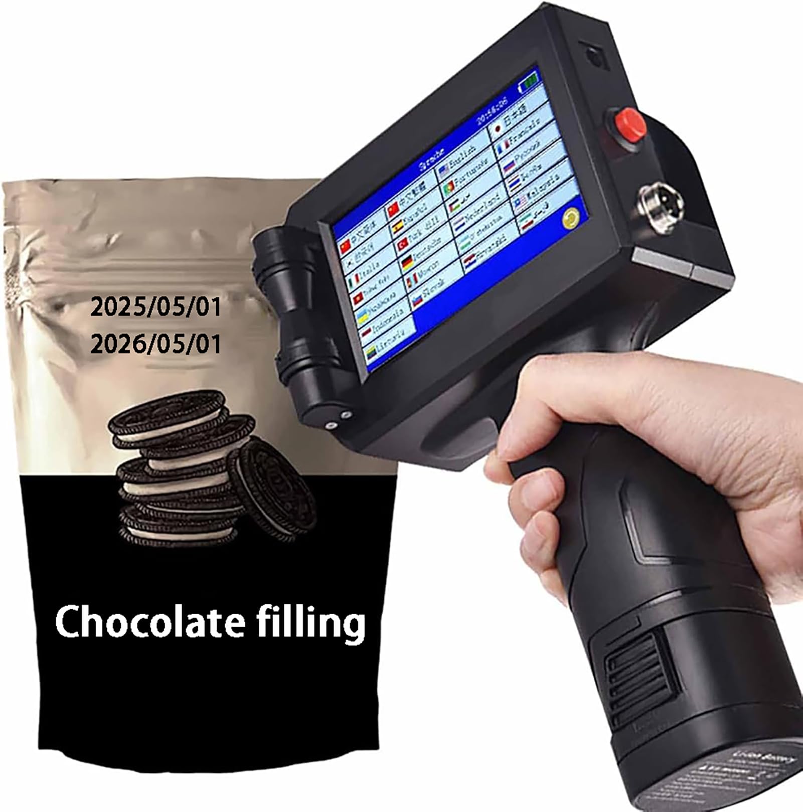 Machine de codage portable avec écran tactile pour impression de lot, date et code-barres