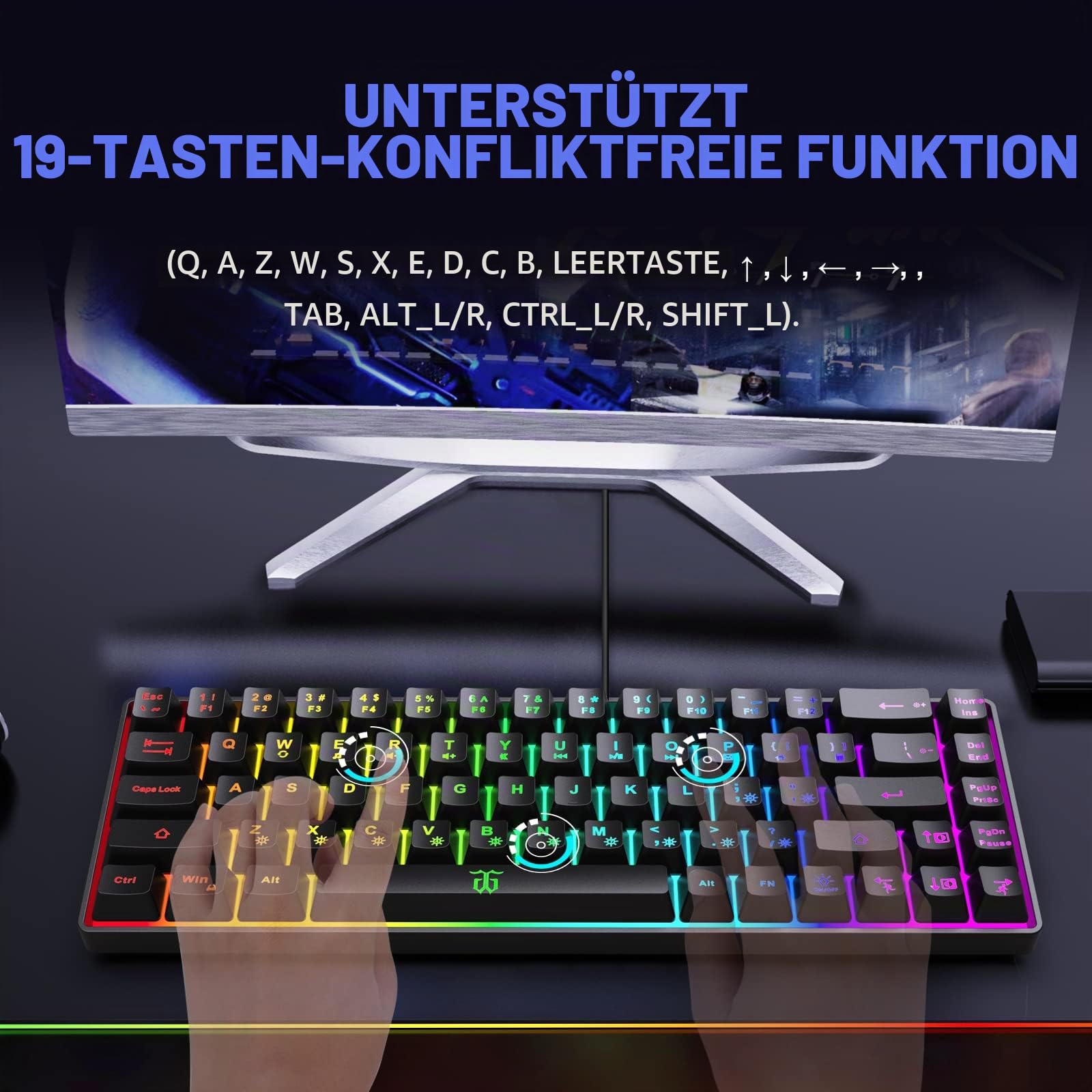 Snpurdiri 60% Percent Gaming Tastatur (schwarz 68 Tasten)