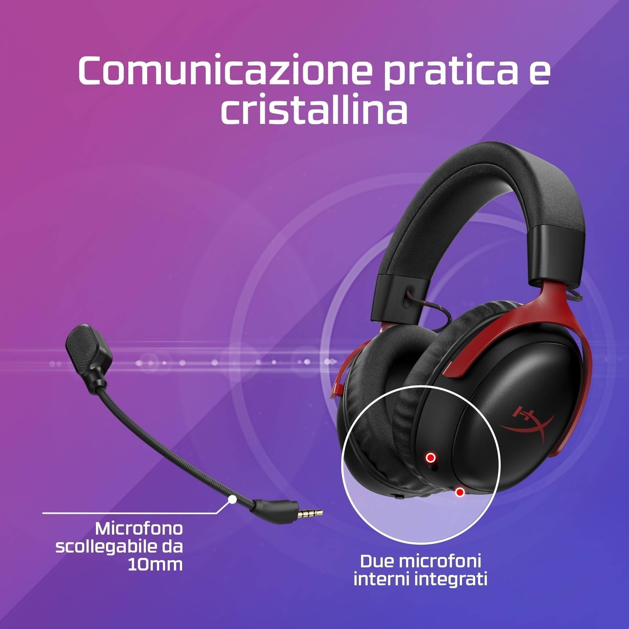 HyperX Cloud III S Wireless, Cuffie Bluetooth, Audio 3D, Microfono Noise-Cancelling, Fino a 200 ore di Autonomia, Dongle USB-C, Compatibili con PC, PS5, Nintendo Switch, Nero