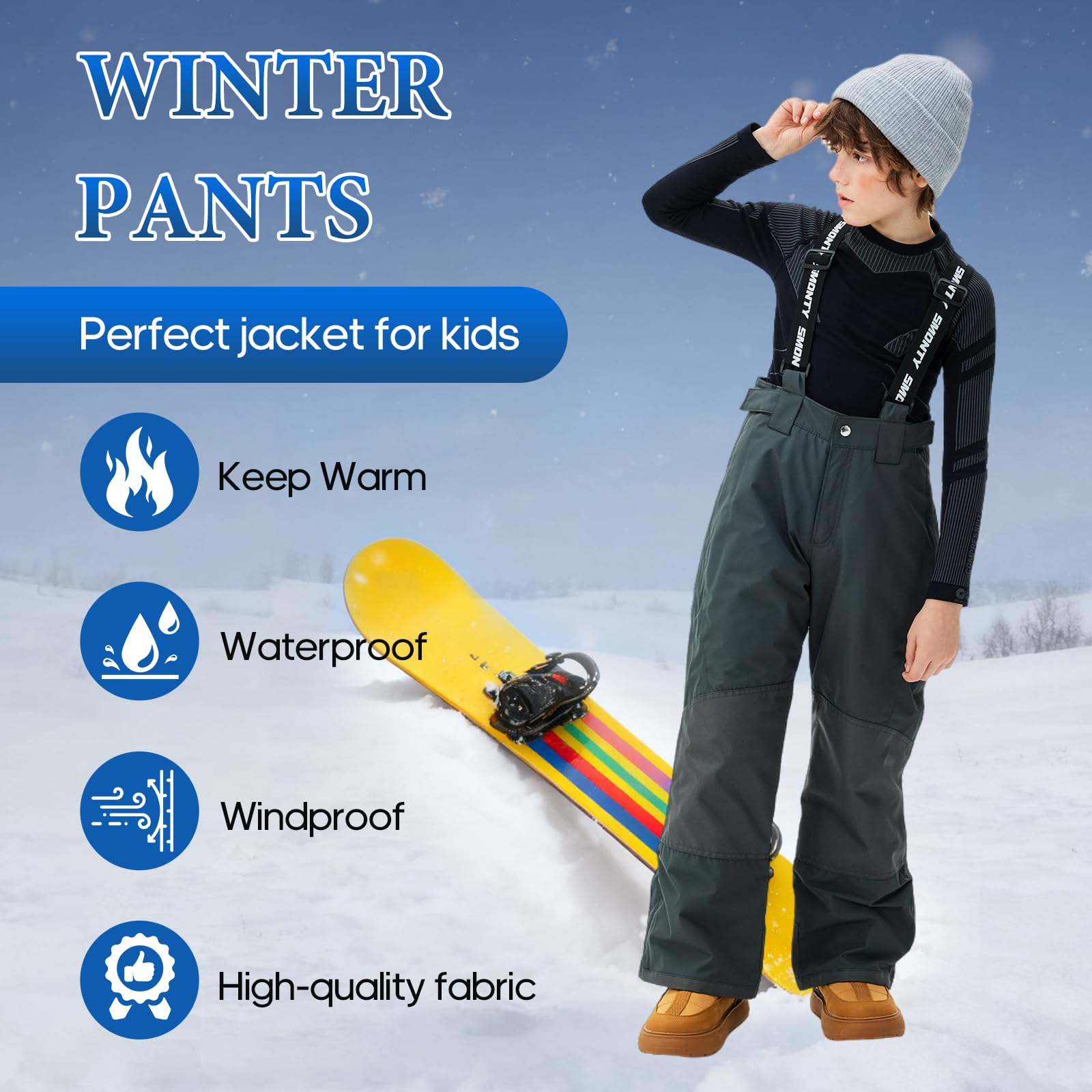 SMONTY Giacca da Sci per Ragazze Invernale Calda da Neve Impermeabile per Bambini
