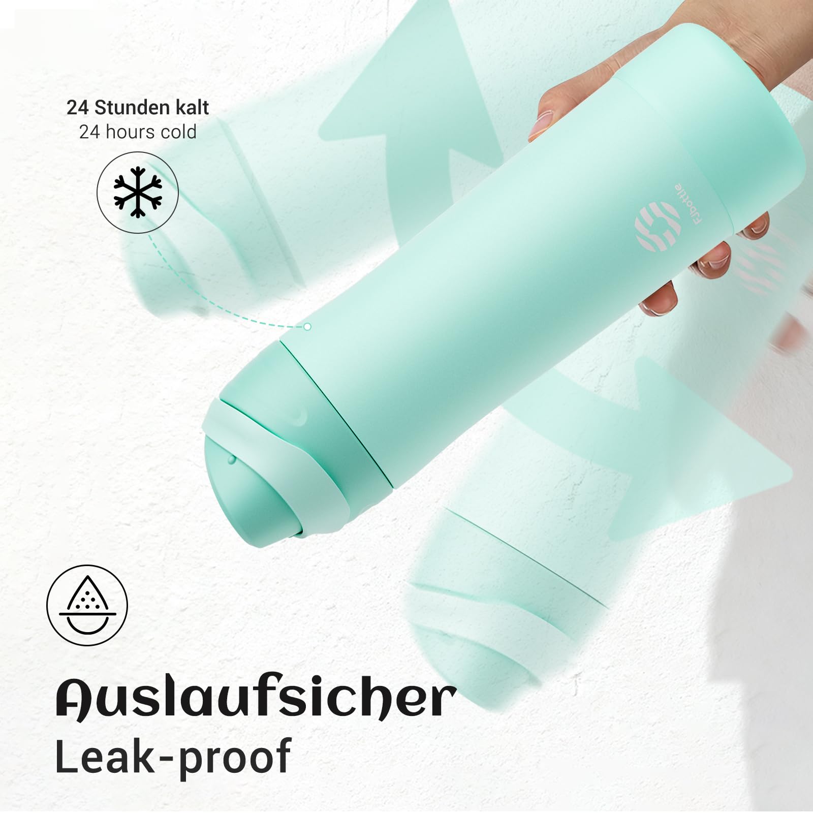 Fjbottle Botella Acero Inoxidable Térmica 1L/750ml – Botella Deportiva 24H Frío 12H Calor, Sin BPA, Apertura con Botón, Hermética, Apta Lavavajillas - 5