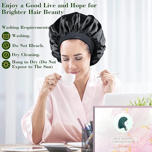 Miniatura 8 de Gorro de satén de seda para dormir, gorro de seda para dormir, gorro para dormir para mujeres, gorro de pelo rizado natural trenzado para hombres,