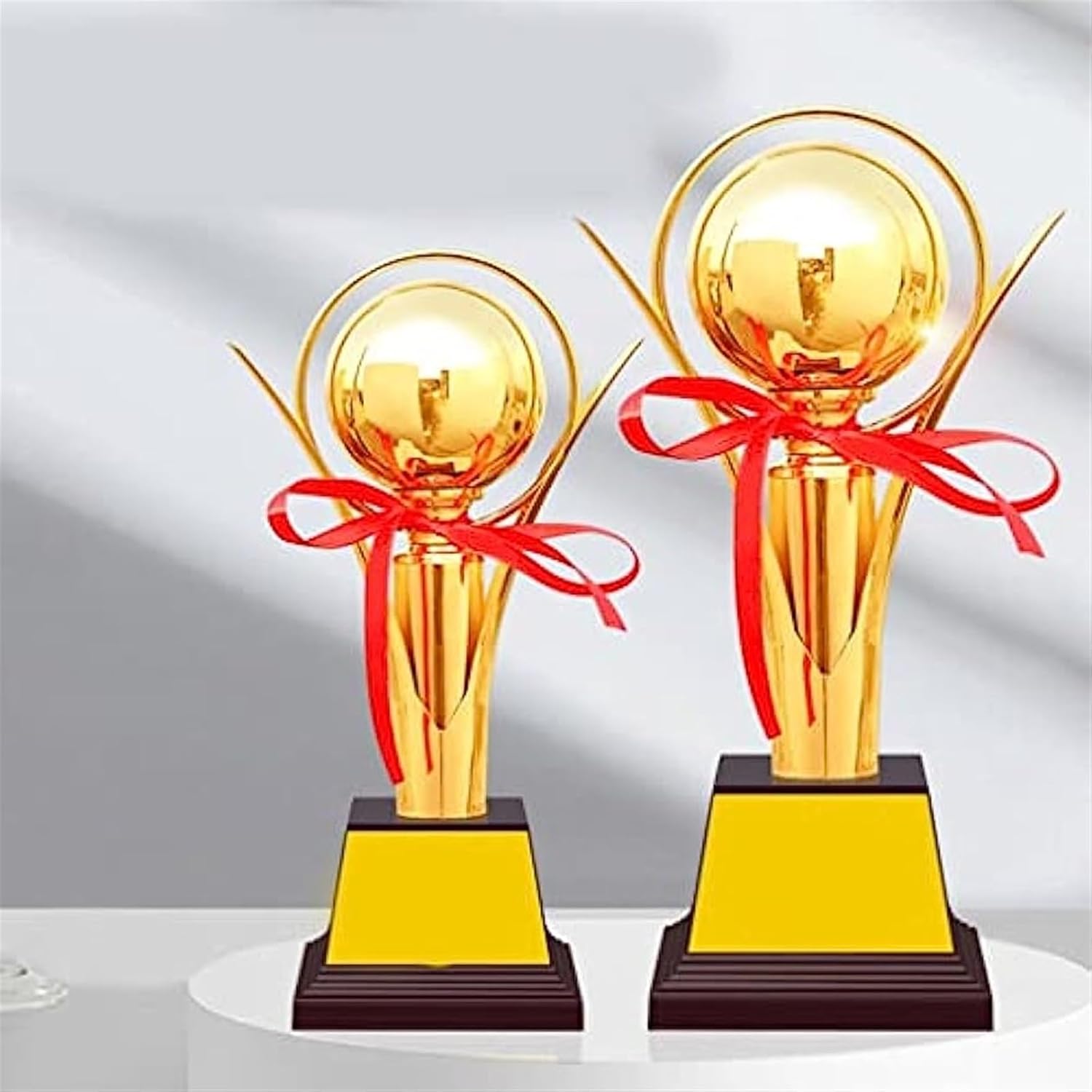 PAREKS 1st Place Trophy Award for Sports Tournaments,Trophies Soccer Basketball Trophy Metal Round Ball Trophy Sports Championship Cup Award Excellent Staff Award (Color : Gold, Size : 32cm)