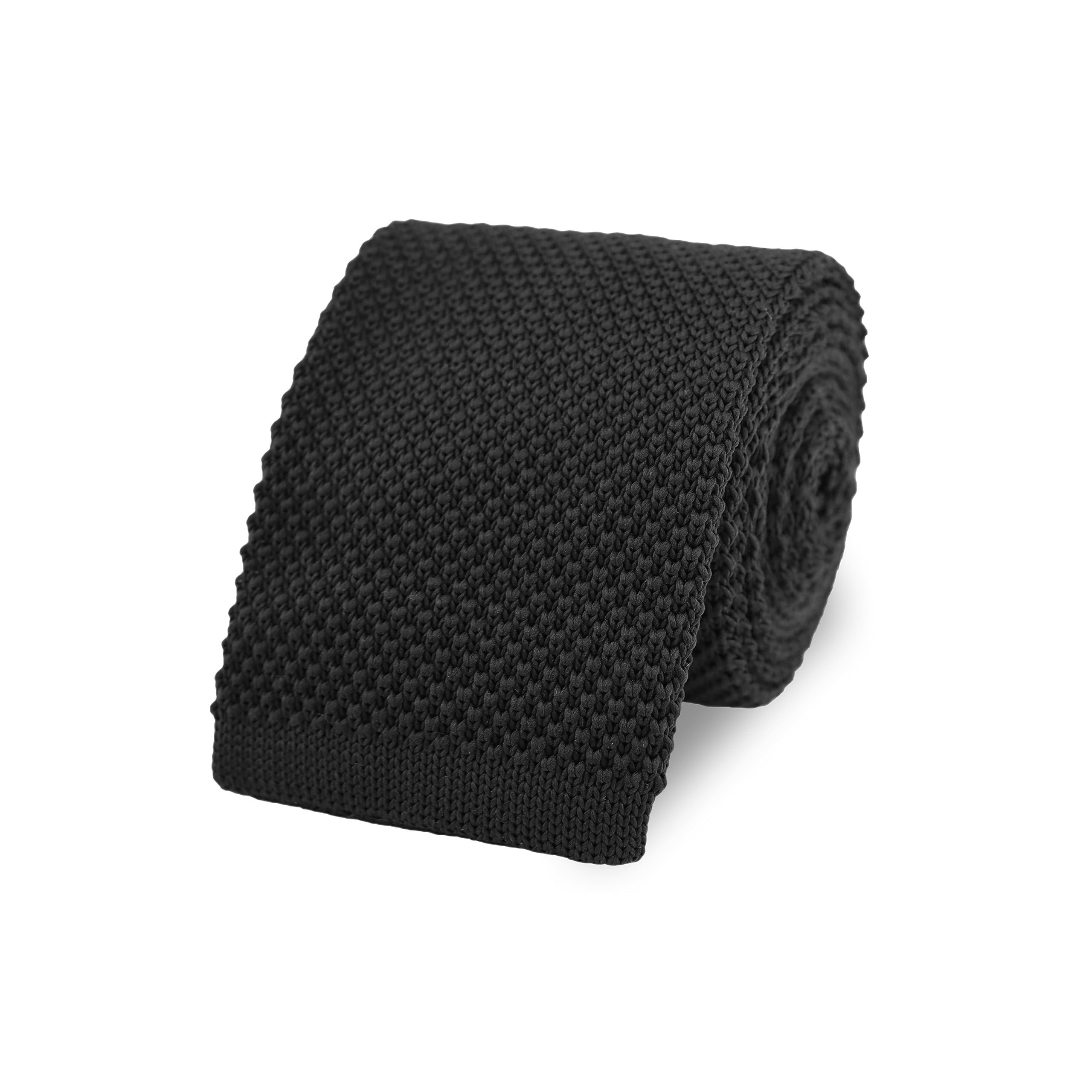 The Gents Lab Men's Black 100% Polyester Square End Knitted Neck Tie (Black)