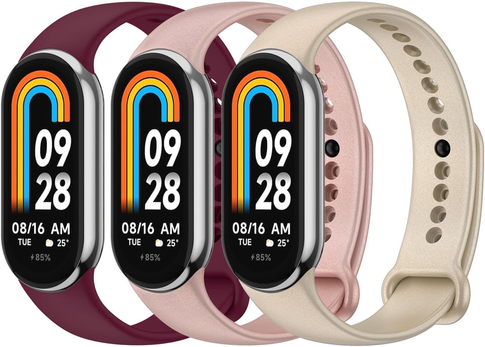 3 Pack Sport Straps for Xiaomi Mi Band 8/9/10, Soft Silicone Replacement Bands for Xiaomi Mi Band 8 &Xiaomi Mi Band 9& Xiaomi Mi Band 10 Fitness Tracker