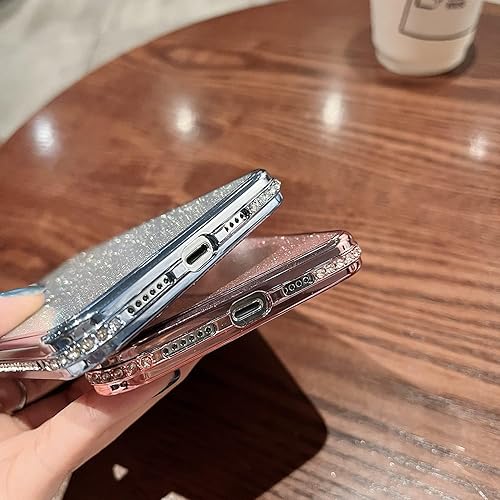 Miniatura 6 de MINSCOSE Funda transparente con purpurina para iPhone 12 Pro Max, funda de lujo y flexible con diamantes de imitación brillantes con cristal