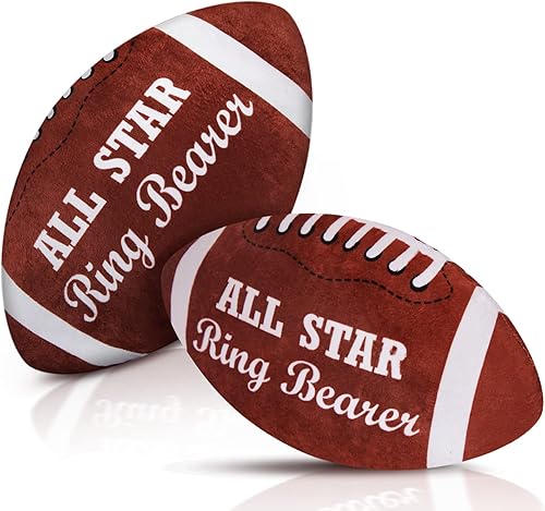 Deekin 2 piezas de 12 pulgadas All Star Ring Bearer Football Plush Baby Football Stuffed Fluffy Toddler Thank You Regalo de boda para niños y niñas