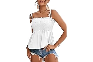 Cute Summer Tops for Teen Girls - Women's Tie Shoulder Frill Shirred...