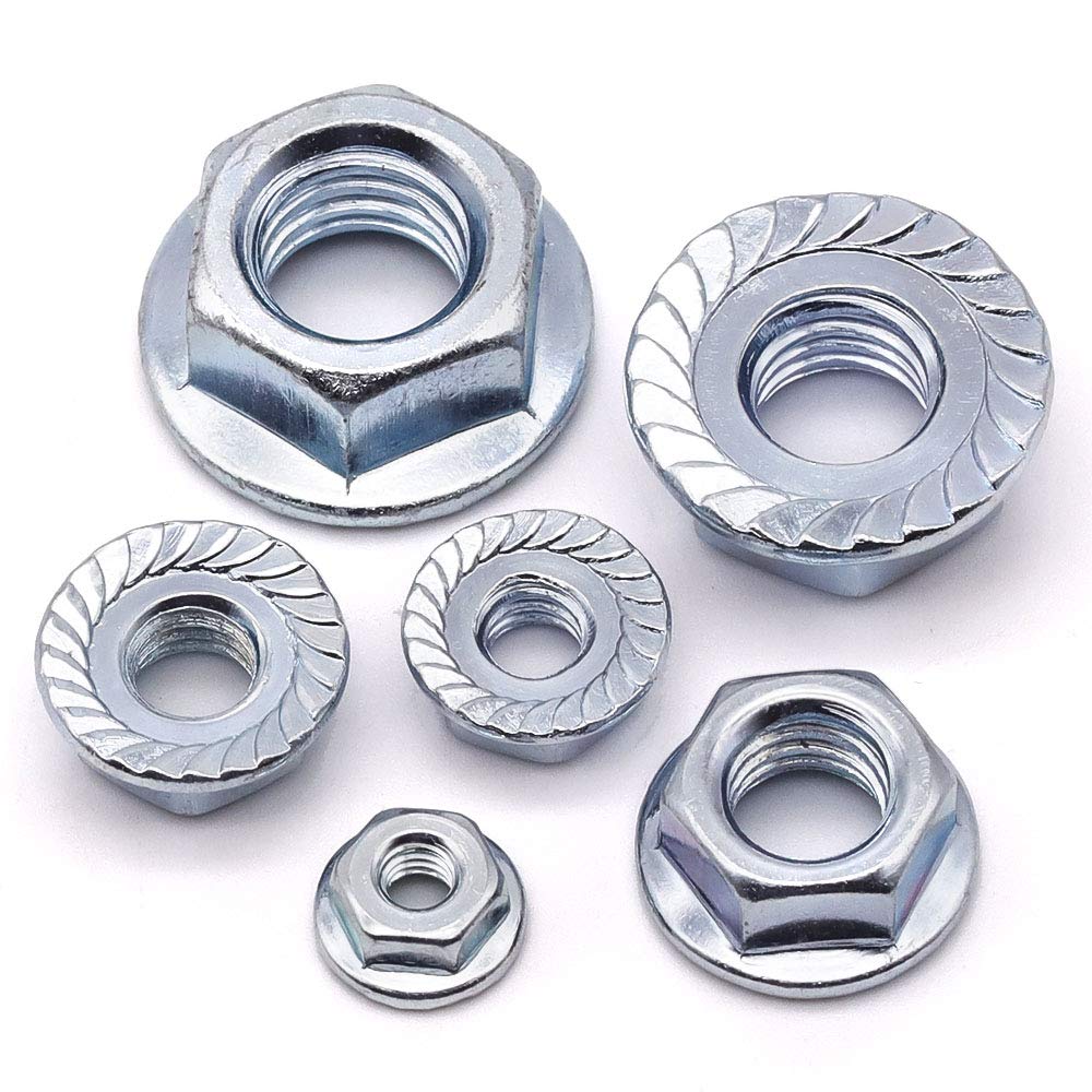 3/8-16 UNC Serrated Flange Hex Locknuts Zinc Plated Carbon Steel 20 Pack