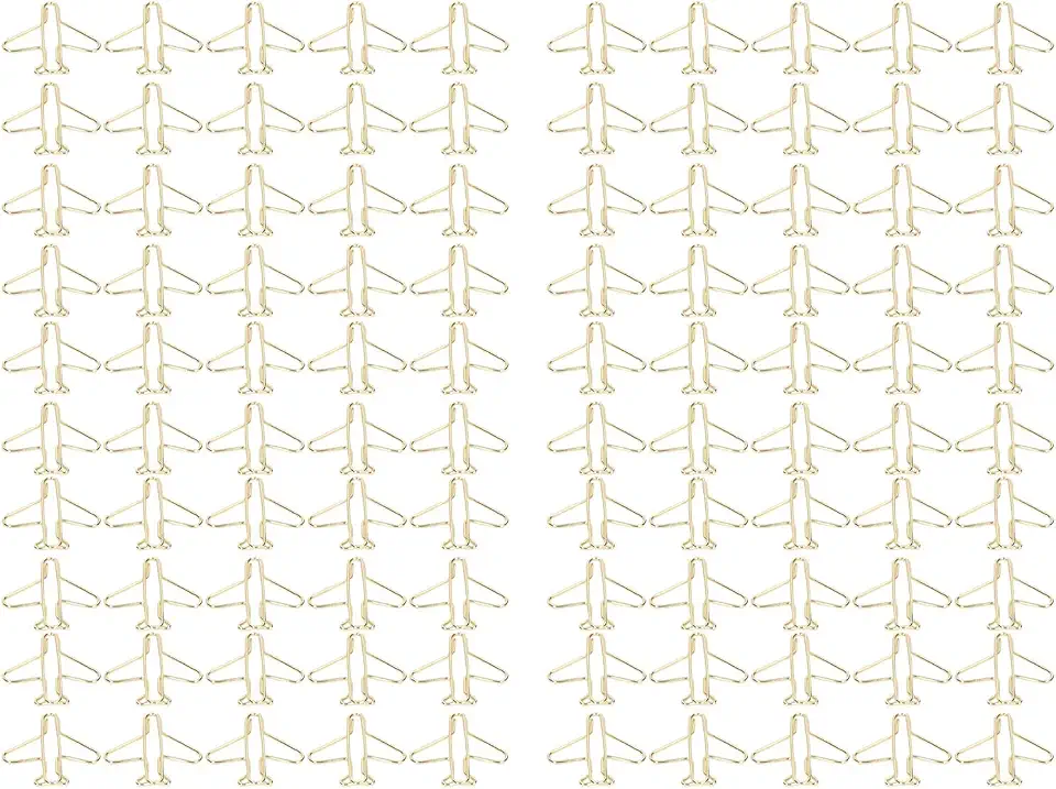Airplane Paper Clips, Cute Lightweight Document Organizer for Office School Electroplated Metal Gold 100PCS