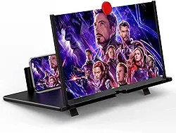 Lupa de tela de 12 polegadas – Ampliador de tela de celular HD 3D para filmes e vídeos – Suporte dobrável para celular com amplificador de tela compatível com todos os smartphones