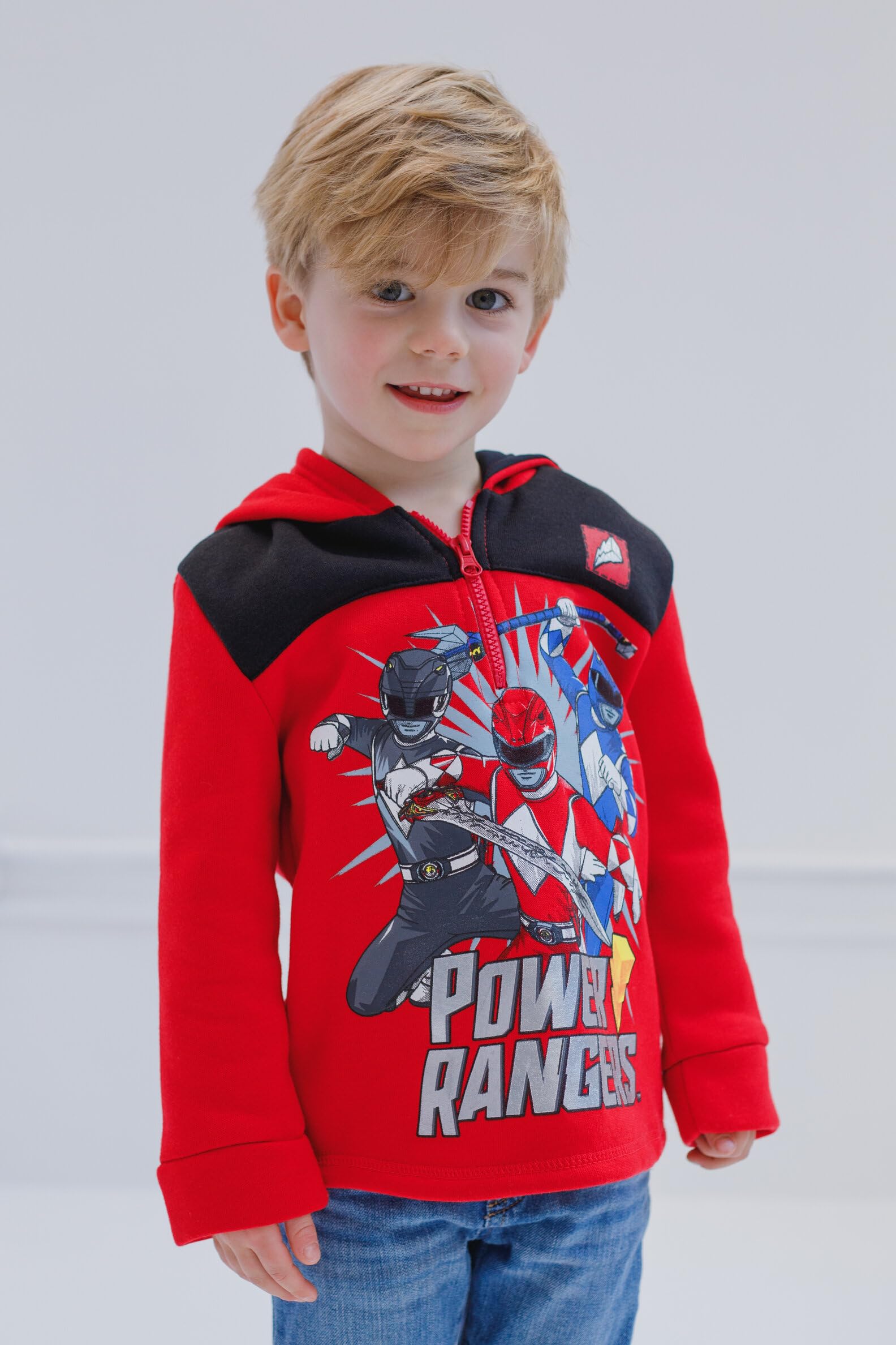 Power Rangers Sudadera con capucha de forro polar con media cremallera para niños pequeños a niños grandes