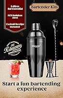 Vista 2 de KITESSENSU Juego de Coctelera, Juego de Coctelera de Martini de Acero Inoxidable con Mezclador de Cóctel de 24 Onzas con Agitador de Bebidas