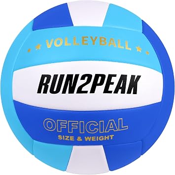 RUN2PEAK Soft Volleyball Ball Official Size 5 Volleyballs for Indoor Outdoor Beach Pool Game Play for Teen Beginner Recreational Team Professional PU Leather Training Practice Volley Balls