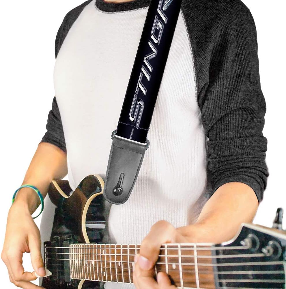 Buckle-Down Guitar Strap - C7 STINGRAY Logo Black/Silver - 2" Wide - 29-54" Length