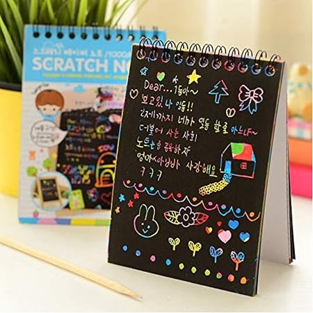 Magic Rainbow Scratch Art Book (Set of 8) for Diwali/ Christmas/ Birthday Return Gifts for Children of All Age Group