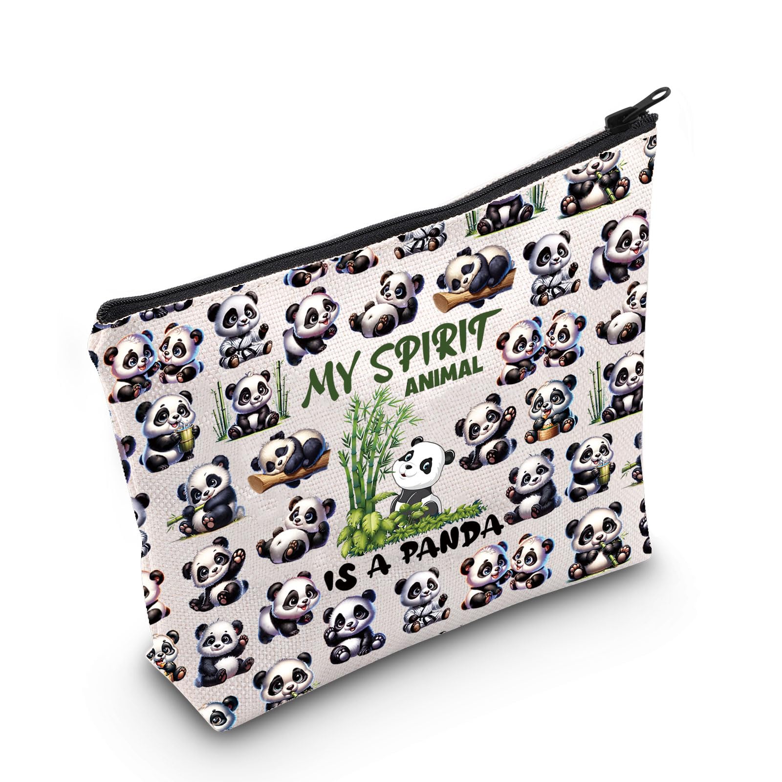WZMPA Panda Themed Cosmetic Bag Panda Lover Gift My Spirit Animal Is A Panda Makeup Zipper Pouch Bag Animal Lover Gift