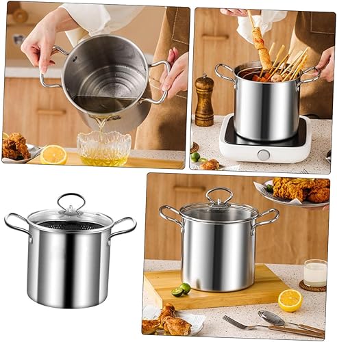 Miniatura 9 de DECHOUS 1 juego de freidora de acero inoxidable sartén profunda pollo olla colador de malla cesta estufa cocina cocina cocina freidora pequeña