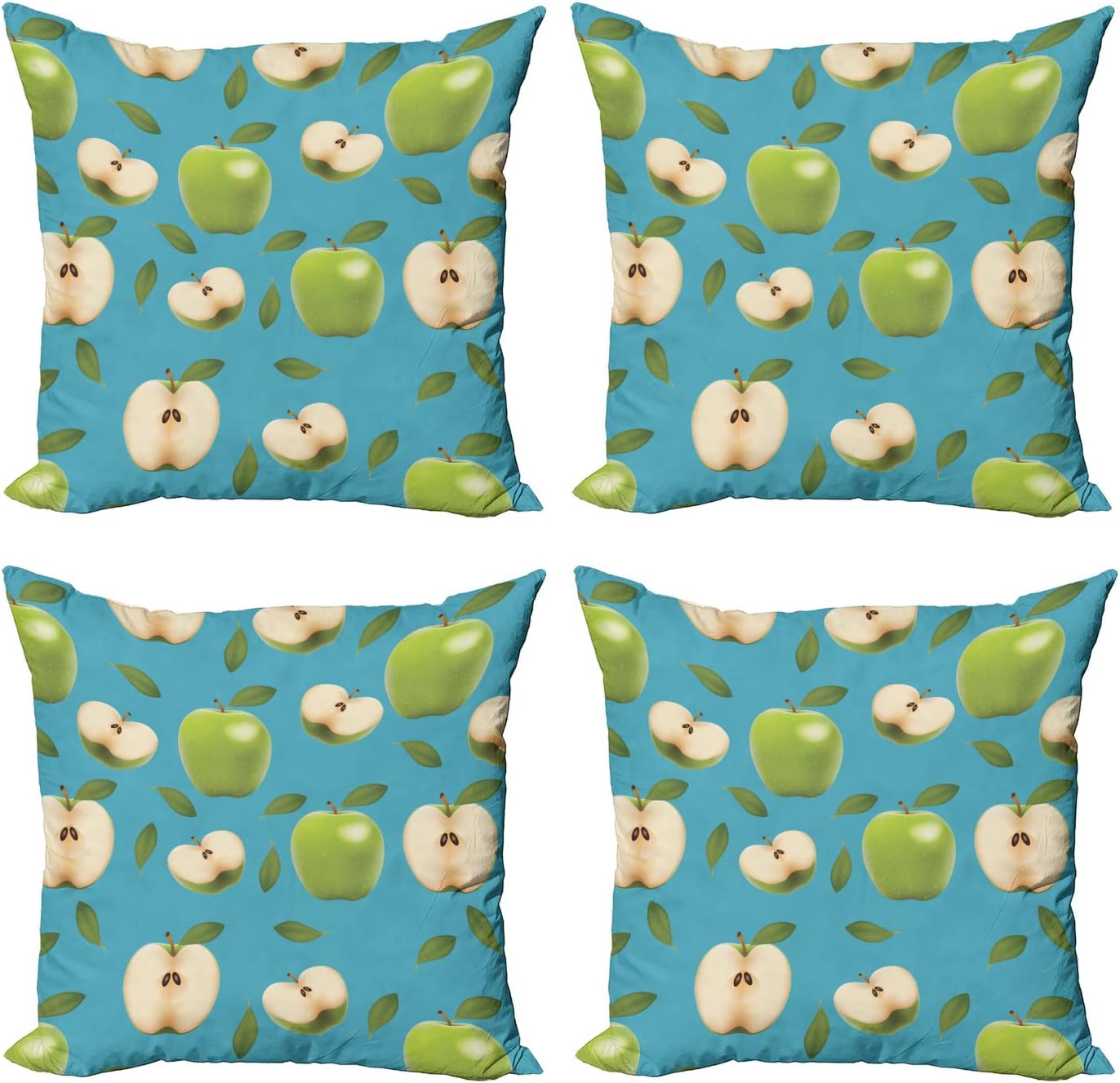 Ambesonne Christmas Throw Pillow Cover Set of 4, Different Styled Noel Trees on Checkered Squares Background Vintage Quilt, Square Cushion Covers Decor for Bed Couch Sofa, 24"x24", Ruby Reseda Green