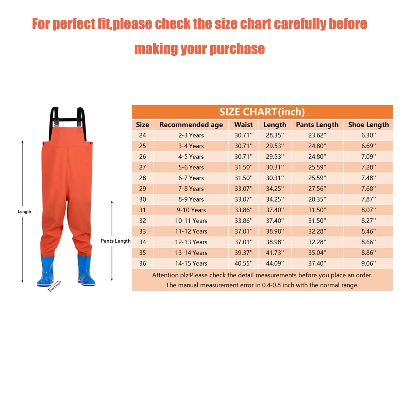 Pantaloni Impermeabili con Bretelle per Bambini, da Pesca e da Gioco, con Stivali, per Caccia e Pesca, per Bambini (Blu 11)