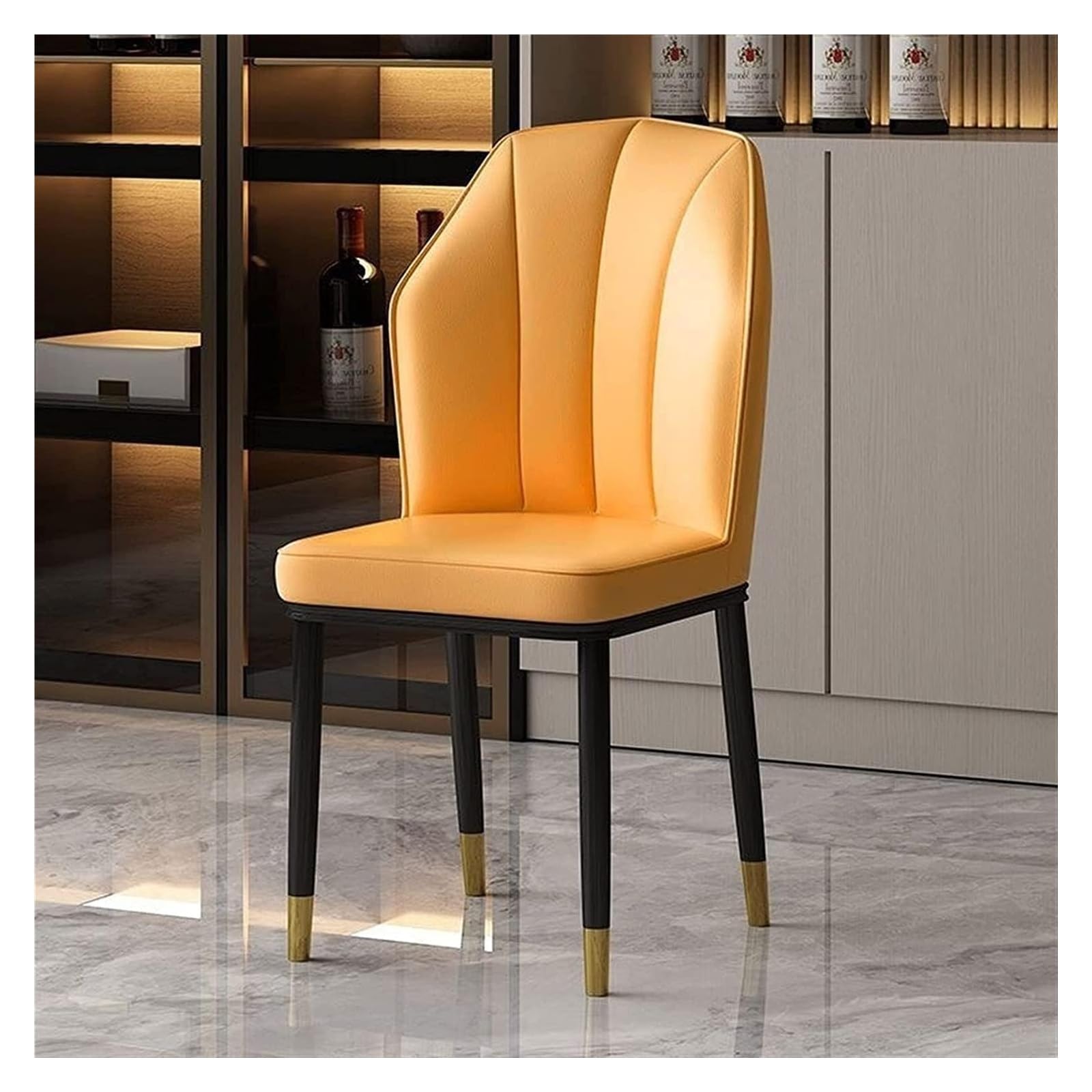 Lot de 4 chaises de salle à manger modernes avec dossier haut et siège doux, chaise latérale imperméable en cuir synthétique pour cuisine et salon, pieds en métal, confortables et élégantes (couleur :