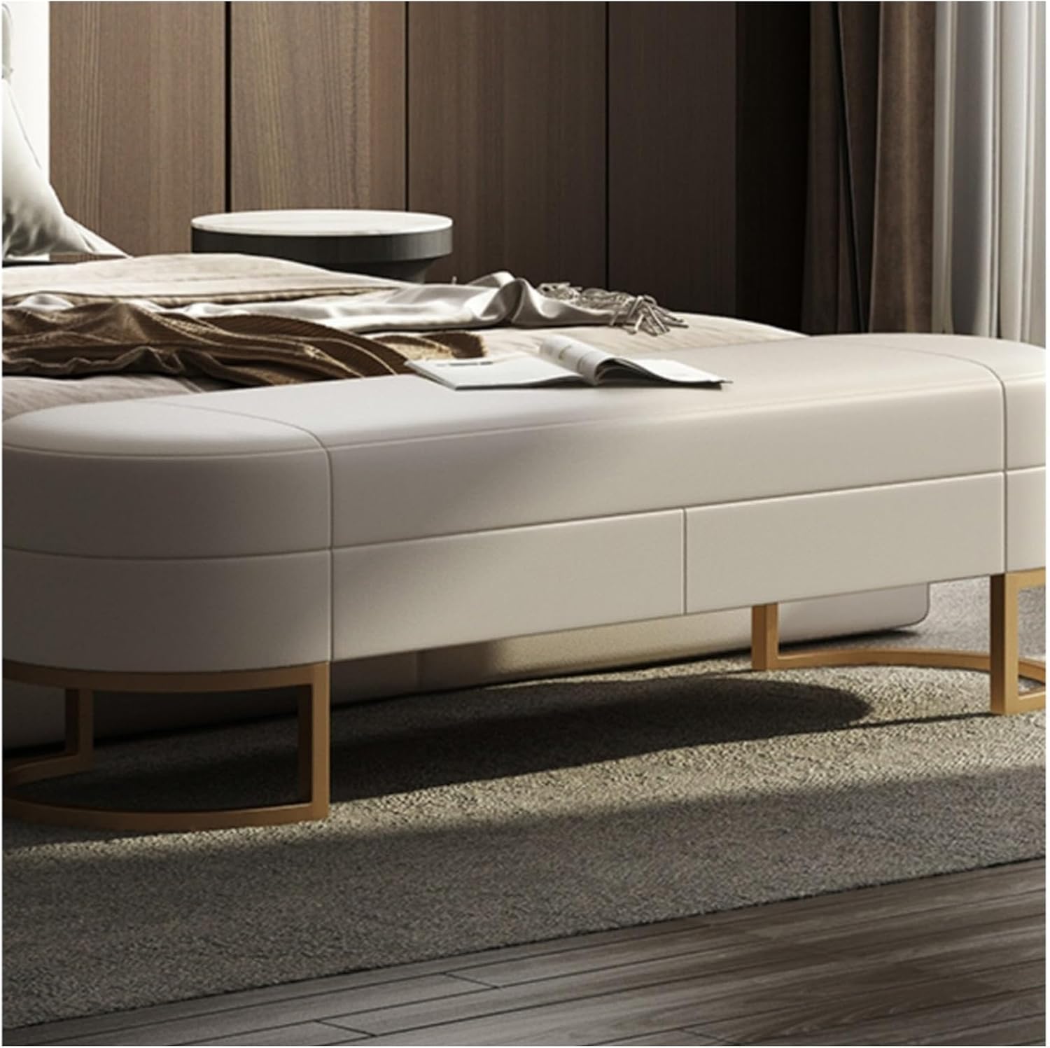 Altrobene ホワイト オットマン スツール 収納付き 数量限定】収納