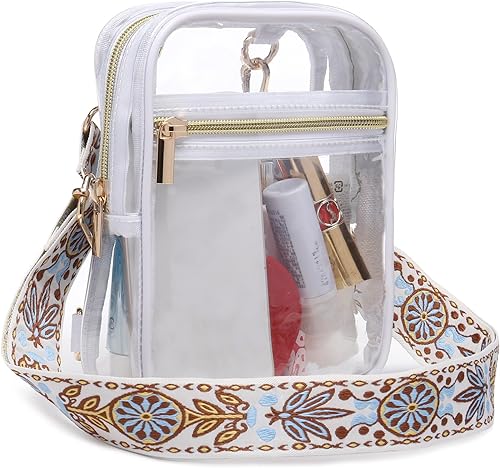 Bolso cruzado aprobado por estadios para mujer, bolsa transparente para estadios para eventos deportivos, conciertos