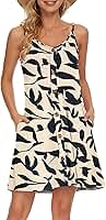 Vestido feminino casual de verão com alças finas e bolsos