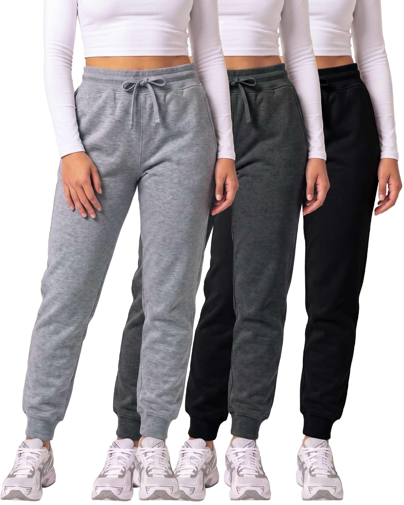 3 Pack Women's Fleece Joggers Sweatpants Lounge Pants Sweats Casual Pockets