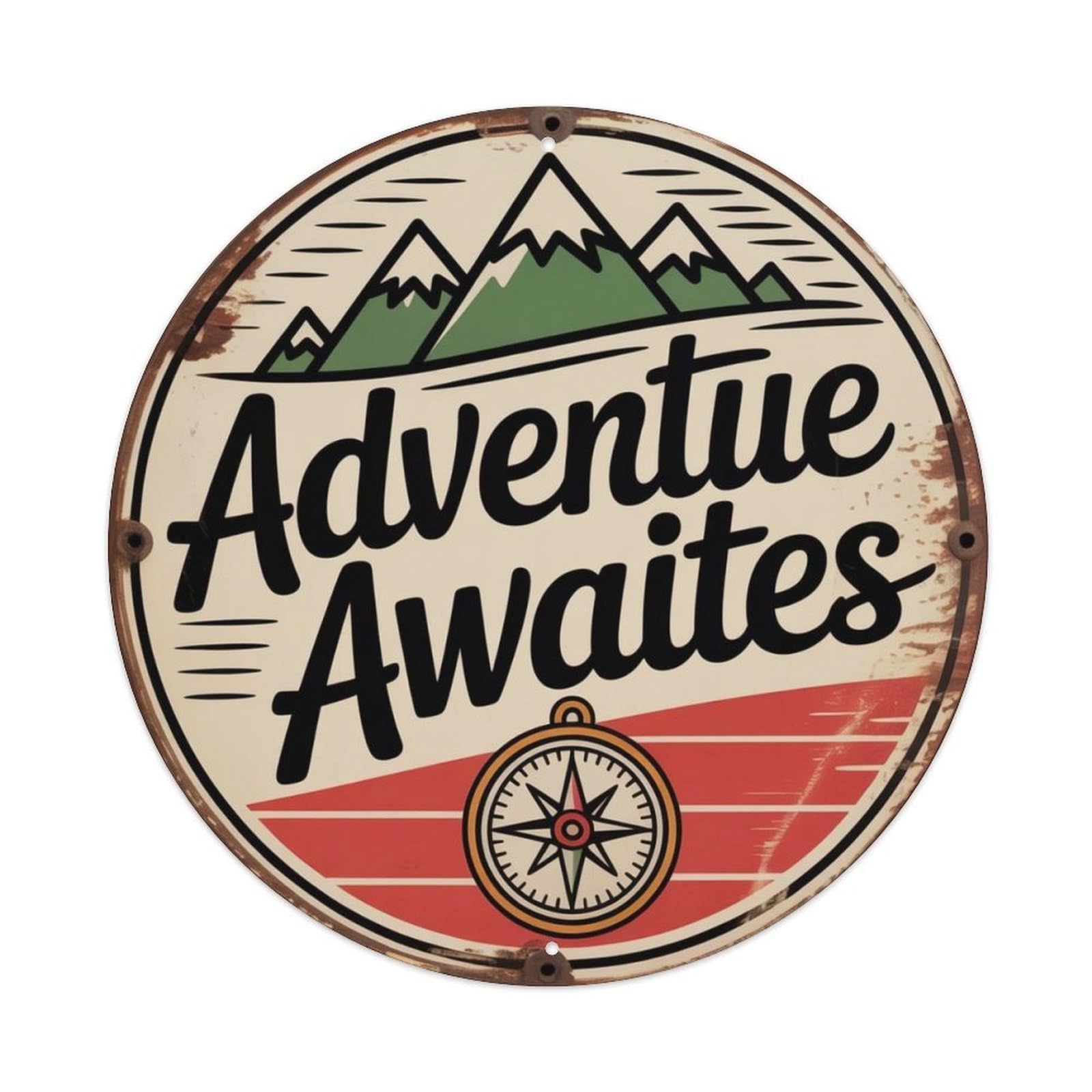 Adventure Awaits Metal Tin Sign Plaque